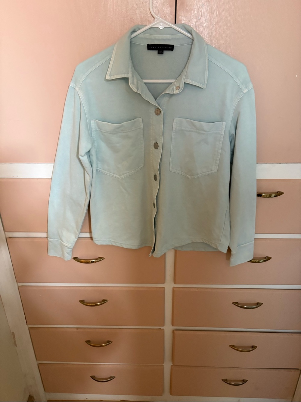 Jane and Delancey Pale Blue Button-Front Shirt Jacket